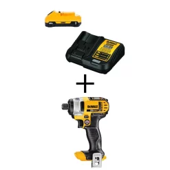 Best Pirce ⌛ DEWALT 20-Volt MAX Cordless 1/4 In. Impact Driver, (1) 20-Volt 3.0Ah Battery & Charger 💯