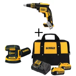 Brand new 🛒 DEWALT 20-Volt MAX XR Cordless Brushless Drywall Screw Gun With (2) 20-Volt 5.0Ah Batteries & 5 In. Random Orbital Sander 🥰