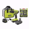 Brand new ✨ RYOBI ONE+ 18V Cordless 1/2 In. Drill Driver Kit W/ (2) 1.5 Ah Batteries, Charger, & Bag W/ Impact Rated Driving Kit (70Piece) 🔔