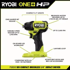 Discount ⌛ RYOBI ONE+ HP 18V Brushless Cordless Compact 1/4 In. Impact Driver Kit With (2) 1.5 Ah Batteries, Charger And Bag ⭐ -Outlet drills Store unnamed file 1965
