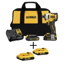 Best Sale 😉 DEWALT ATOMIC 20-Volt MAX Cordless Brushless Compact 1/4 In. Impact Driver, (2) 20-Volt 1.3Ah & (2) 20-Volt 2.0Ah Batteries 🌟