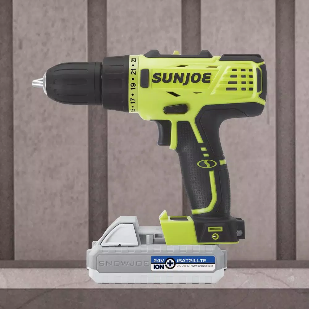 Brand new 👍 Sun Joe 24-Volt 0.5 In. Chuck Lithium-iON Cordless Drill/Driver Kit With 2.0 Ah Battery + Charger 😍 4 Brand new 👍 Sun Joe 24-Volt 0.5 In. Chuck Lithium-iON Cordless Drill/Driver Kit With 2.0 Ah Battery + Charger 😍 - Image 3