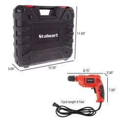 Discount 😉 Stalwart 3.2 Amp Corded Electric 3/8 In. Power Drill With 6 Ft. Cord And Carrying Case ⌛ -Outlet drills Store unnamed file 2280
