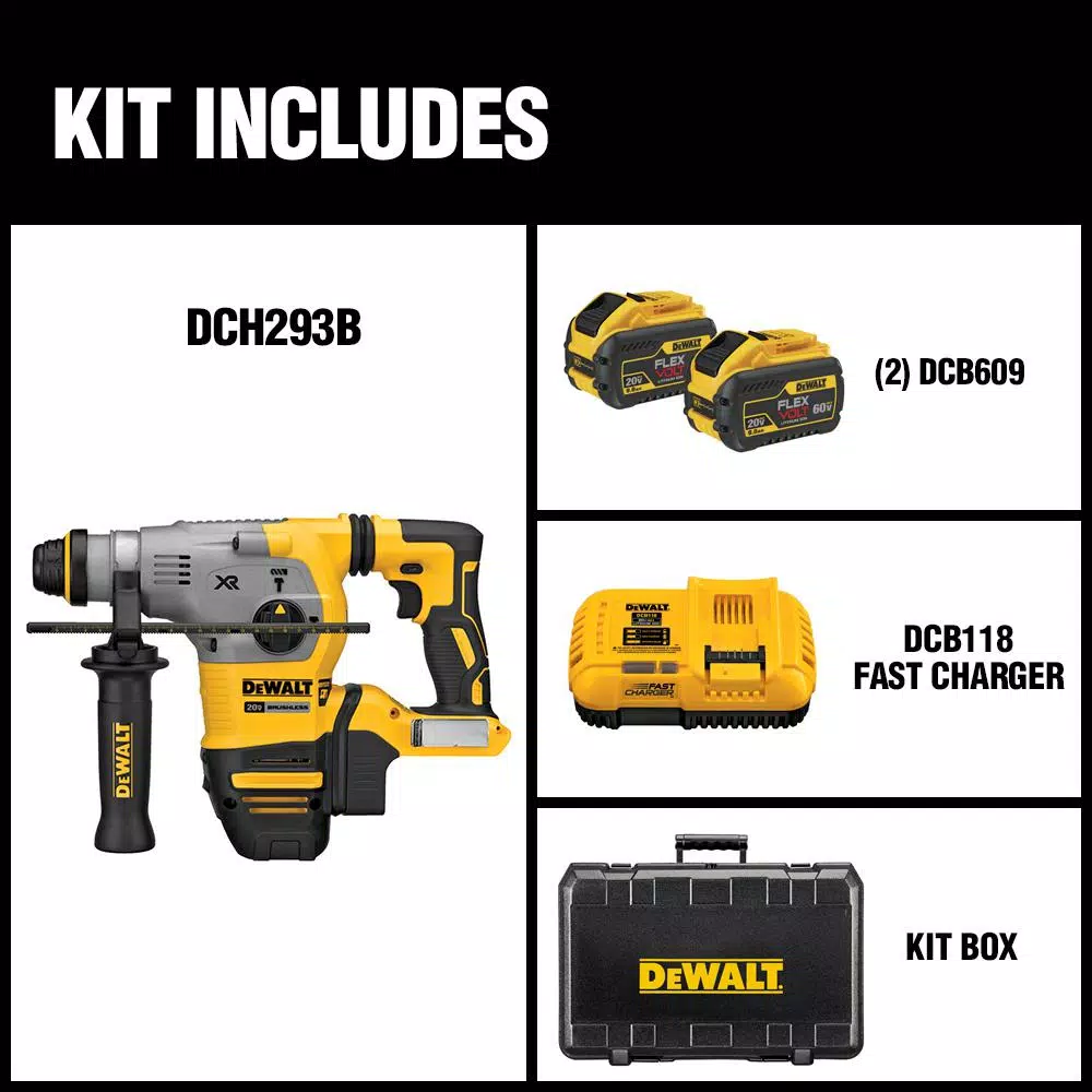 Discount 👍 DEWALT 20-Volt MAX XR Cordless Brushless 1-1/8 In. SDS Plus L-Shape Rotary 🔨 Hammer, (2) FLEXVOLT 9.0Ah Batteries & Charger 🤩 4 Discount 👍 DEWALT 20-Volt MAX XR Cordless Brushless 1-1/8 In. SDS Plus L-Shape Rotary 🔨 Hammer, (2) FLEXVOLT 9.0Ah Batteries & Charger 🤩 - Image 2