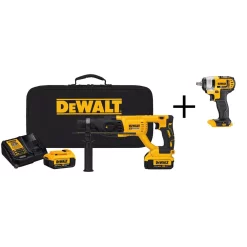 Outlet ๐ DEWALT 20-Volt MAX Cordless Brushless 1 In. SDS Plus D-Handle Rotary ๐จ Hammer,(2) 20-Volt 4.0Ah Batteries & 3/8 In. Impact ๐ง Wrench ๐
