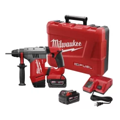 Outlet drills Store 22 Best deal 🎁 Milwaukee M18 FUEL 18-Volt Lithium-Ion Brushless Cordless 1-1/8 In. SDS-Plus Rotary 🔨 Hammer W/(2) 5.0 Ah Batteries, Charger, Case 🧨