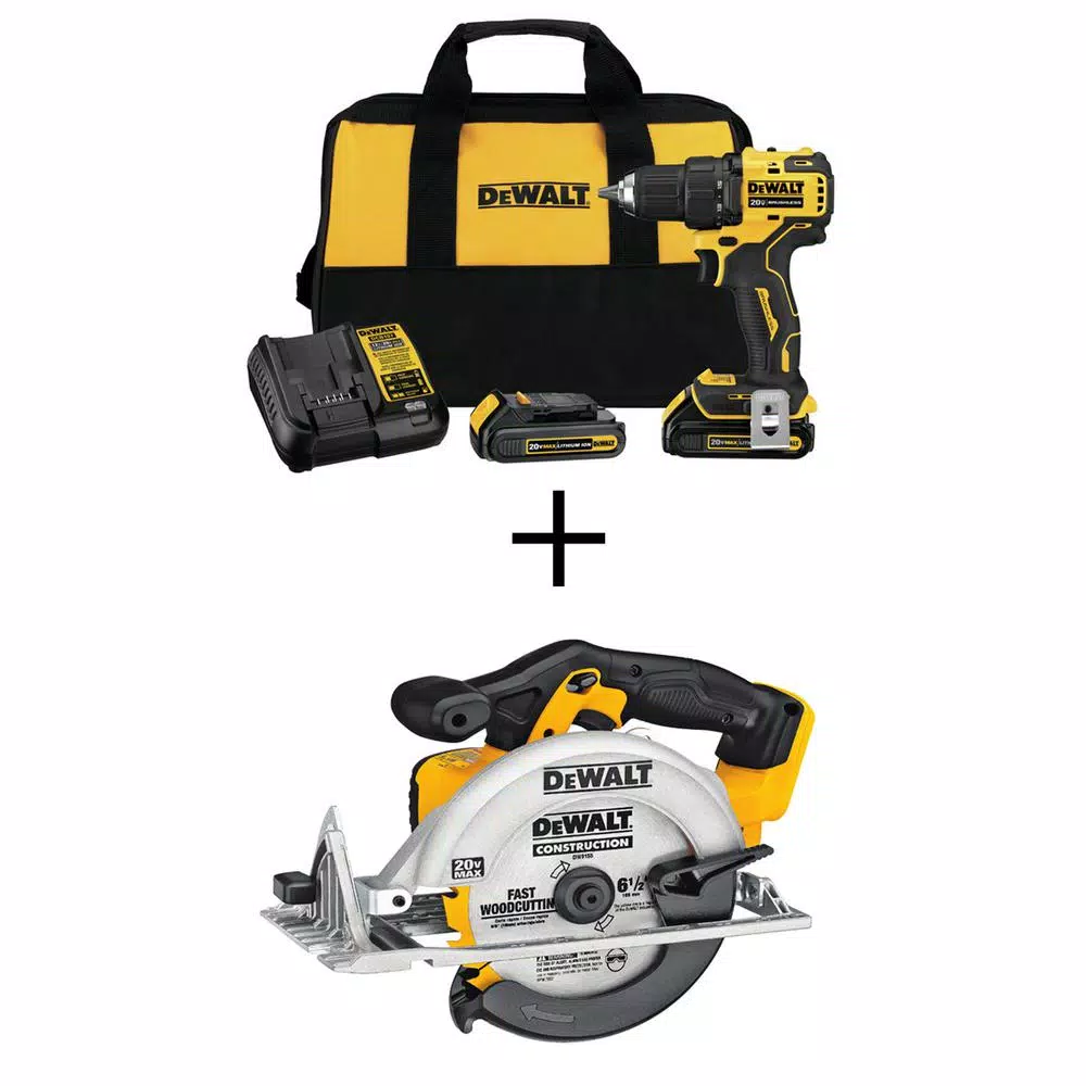 Cheapest ⭐ DEWALT ATOMIC 20-Volt MAX Cordless Brushless Compact 1/2 In. Drill/Driver, (2) 20-Volt 1.3Ah Batteries & 6-1/2 In. Circular Saw 👏 3 Cheapest ⭐ DEWALT ATOMIC 20-Volt MAX Cordless Brushless Compact 1/2 In. Drill/Driver, (2) 20-Volt 1.3Ah Batteries & 6-1/2 In. Circular Saw 👏