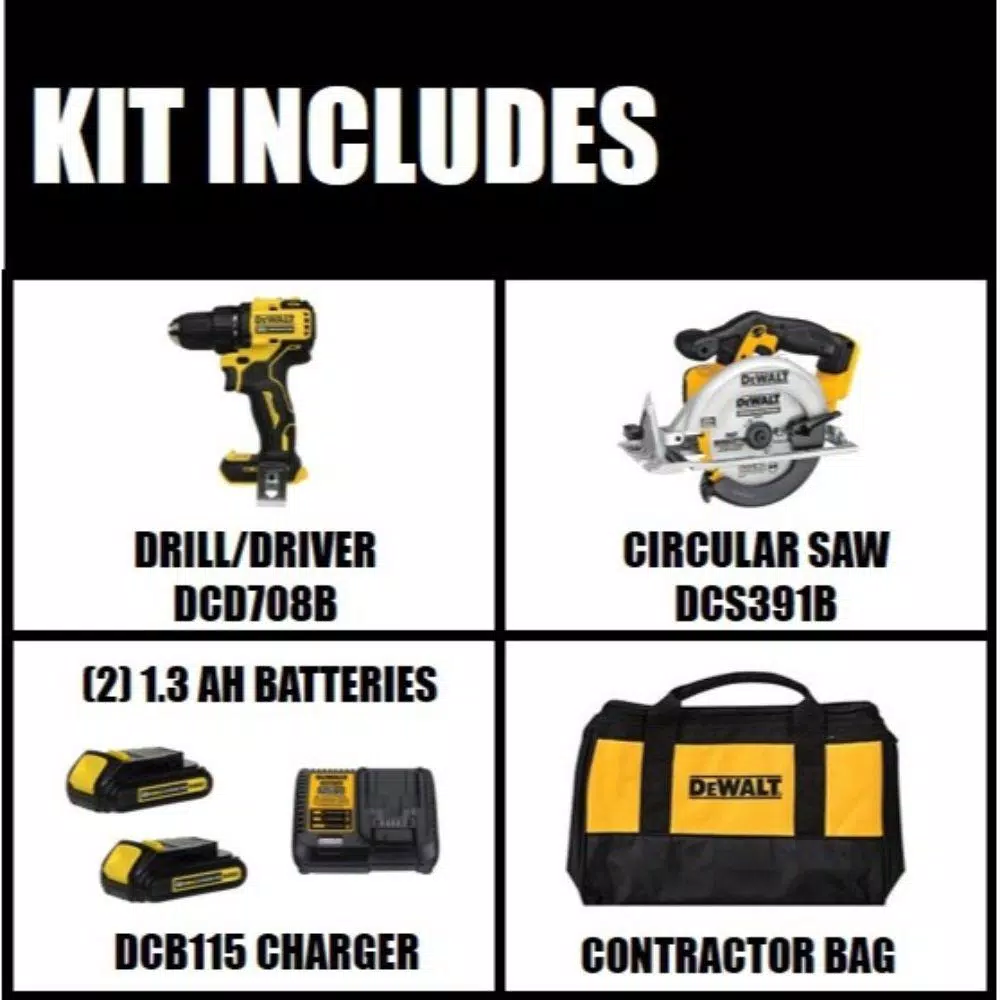 Cheapest ⭐ DEWALT ATOMIC 20-Volt MAX Cordless Brushless Compact 1/2 In. Drill/Driver, (2) 20-Volt 1.3Ah Batteries & 6-1/2 In. Circular Saw 👏 4 Cheapest ⭐ DEWALT ATOMIC 20-Volt MAX Cordless Brushless Compact 1/2 In. Drill/Driver, (2) 20-Volt 1.3Ah Batteries & 6-1/2 In. Circular Saw 👏 - Image 2