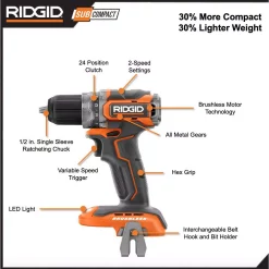 Buy ❤️ RIDGID 18V SubCompact Li-Ion Brushless 1/2 In. Drill Kit With 3/8 In. Impact 🔧 Wrench, (2) 2.0 Ah Battery, Charger, And Bag 🥰 -Outlet drills Store unnamed file 3327
