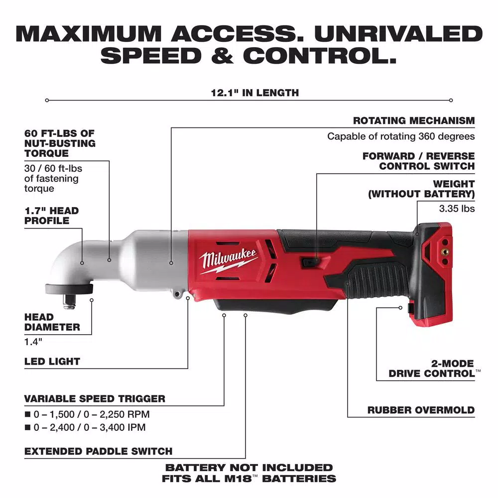 Buy ๐ฅ Milwaukee M18 18-Volt Lithium-Ion Cordless 3/8 In. 2-Speed Right Angle Impact ๐ง Wrench (Tool-Only) ๐ 4 Buy ๐ฅ Milwaukee M18 18-Volt Lithium-Ion Cordless 3/8 In. 2-Speed Right Angle Impact ๐ง Wrench (Tool-Only) ๐ - Image 2