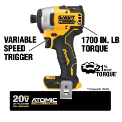Flash Sale 👏 DEWALT ATOMIC 20-Volt MAX Cordless Brushless Compact 1/4 In. Impact Driver, (1) 20-Volt 1.3Ah Battery, Charger & Bag 🌟 -Outlet drills Store unnamed file 3581