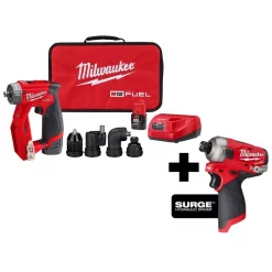Outlet drills Store 6 Best Sale 🔥 Milwaukee M12 FUEL 12-Volt Lithium-Ion Brushless Cordless 4-in-1 Installation 3/8in. Drill Driver & SURGE Impact Driver Combo Kit 😍