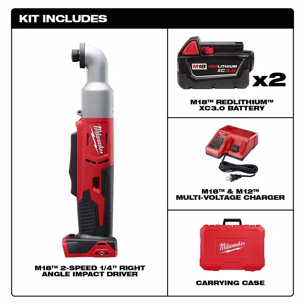 Cheapest ๐ Milwaukee M18 18-Volt Lithium-Ion Cordless 1/4 In. Hex 2-Speed Right Angle Impact Driver W/(2) 3.0Ah Batteries, Charger, Hard Case โญ 4 Cheapest ๐ Milwaukee M18 18-Volt Lithium-Ion Cordless 1/4 In. Hex 2-Speed Right Angle Impact Driver W/(2) 3.0Ah Batteries, Charger, Hard Case โญ - Image 2