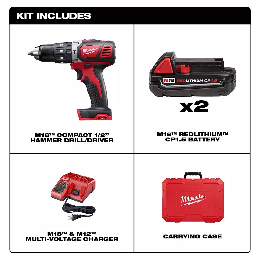 Brand new ๐ Milwaukee M18 Lithium-Ion Cordless 1/2 In. ๐จ Hammer Drill Driver Kit With(2) 1.5Ah Batteries, Charger And Hard Case ๐ฅ 4 Brand new ๐ Milwaukee M18 Lithium-Ion Cordless 1/2 In. ๐จ Hammer Drill Driver Kit With(2) 1.5Ah Batteries, Charger And Hard Case ๐ฅ - Image 2