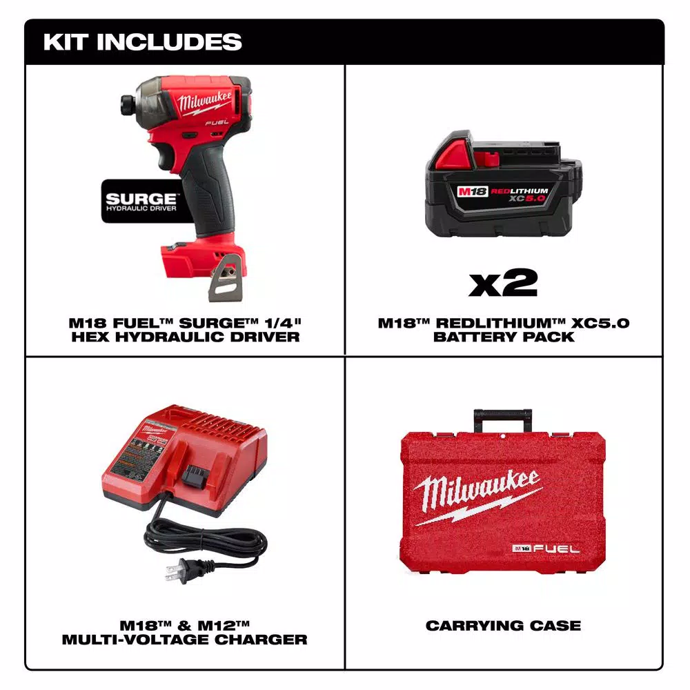 Cheapest ๐ฏ Milwaukee M18 FUEL SURGE 18-Volt Lithium-Ion Brushless Cordless 1/4 In. Hex Impact Driver Compact Kit With Two 5.0 Ah Batteries ๐ 4 Cheapest ๐ฏ Milwaukee M18 FUEL SURGE 18-Volt Lithium-Ion Brushless Cordless 1/4 In. Hex Impact Driver Compact Kit With Two 5.0 Ah Batteries ๐ - Image 2